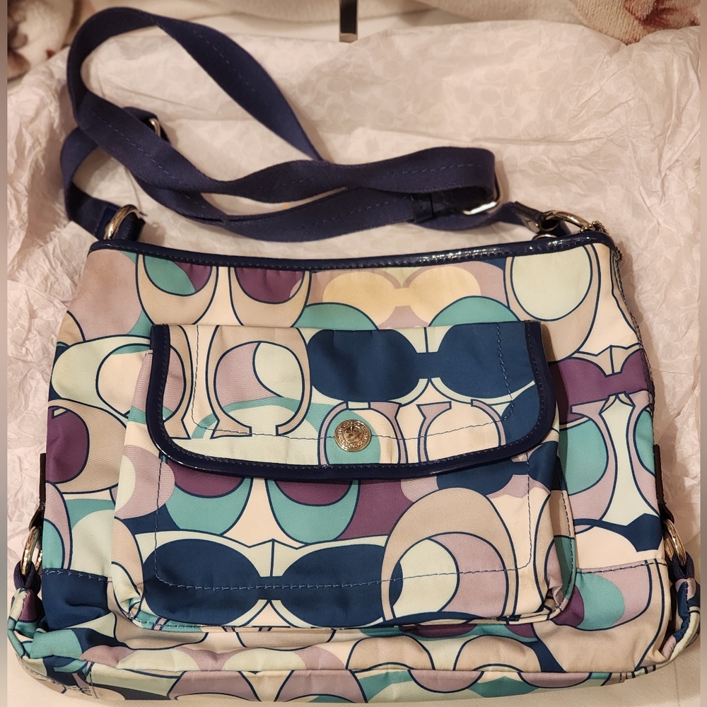 COACH Kyre Daisy Optic Scarf Nylon Signature Crossbody Bag